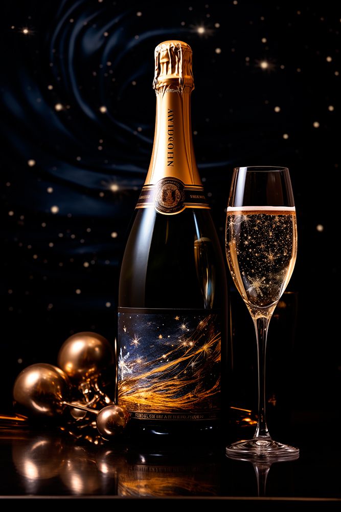 Wine bottle and glass